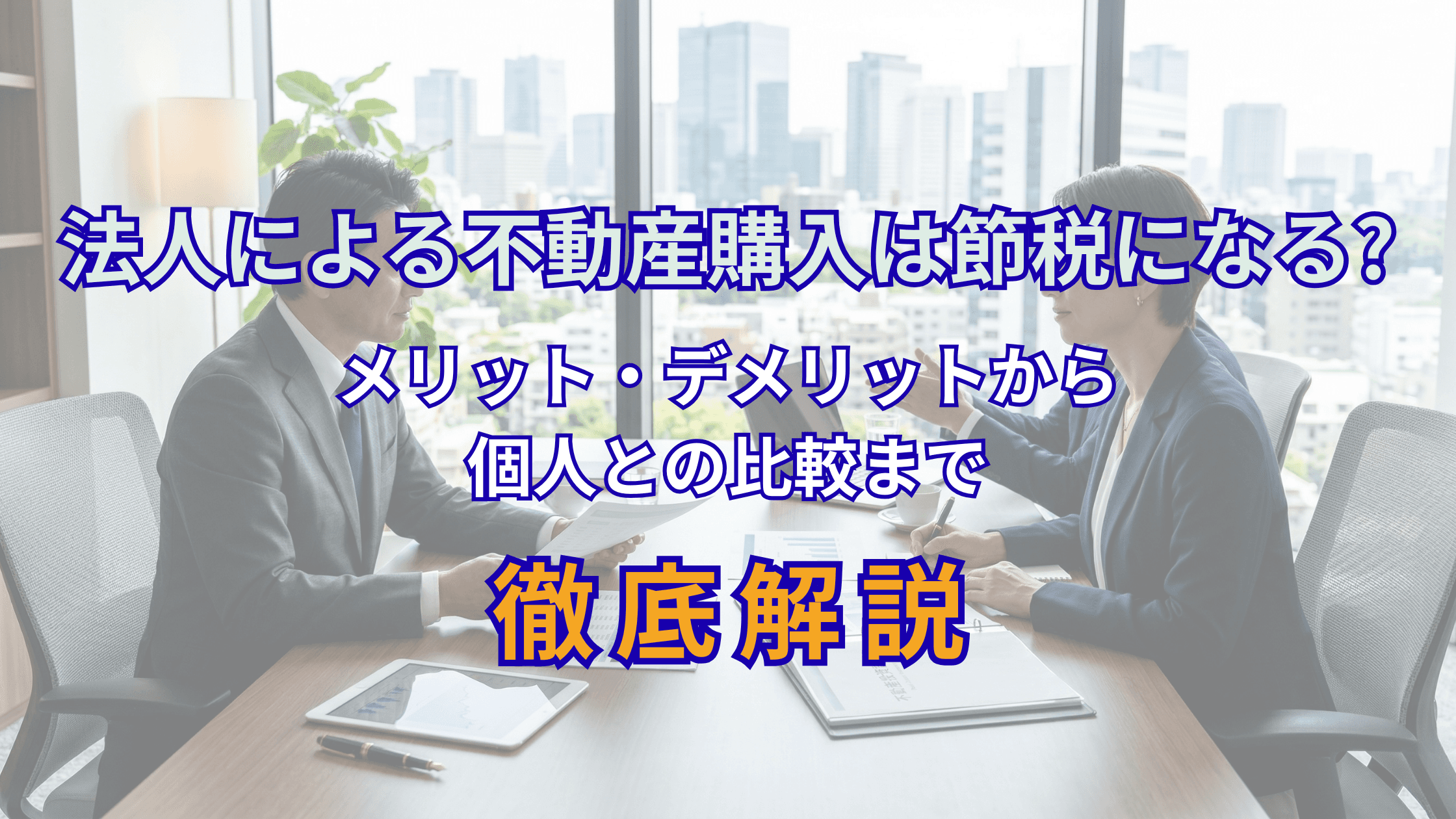 法人による不動産購入は節税になる？メリット・デメリットから個人との比較まで徹底解説